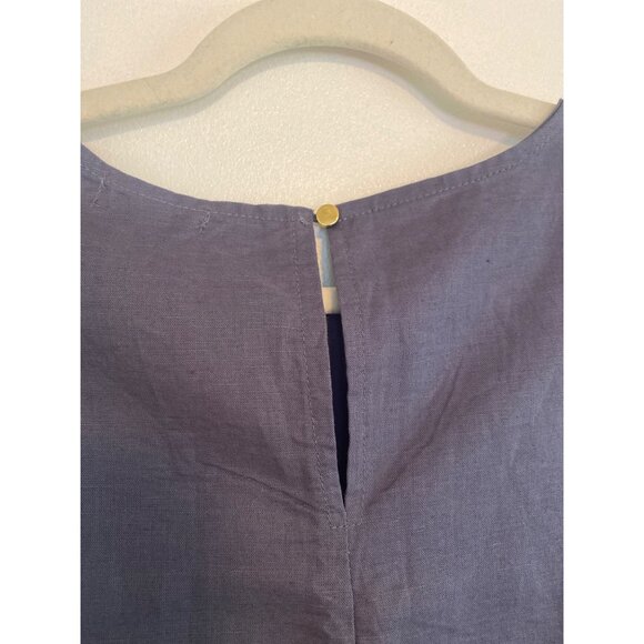 NWT - VLD Blue Linen-Cotton Pom-Pom Lightweight Summer Sheath Dress Size S - Picture 6 of 9